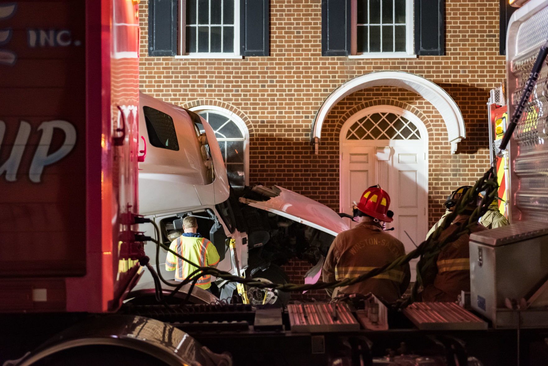 Tractor Trailer Crashes into Funeral Home